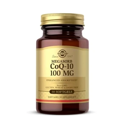 Image of Solgar CoQ 10 (Coenzyme Q 10) 100 mg Softgels Pack of 30 For Busy Schedules and Over 50s Helps Cell Regeneration Dairy Gluten Free