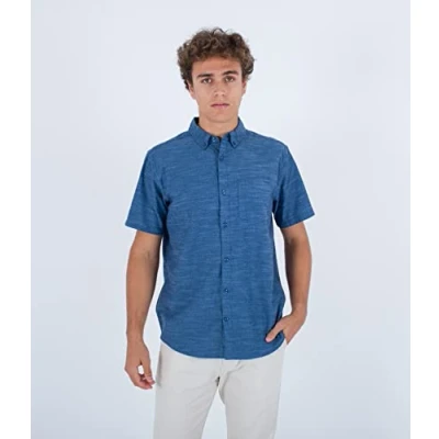 Image of Hurley Men&#039;s O&amp;o Stretch S/S Shirt, Obsidian, M