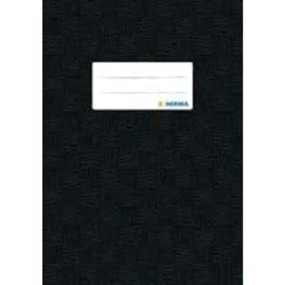 Image of HERMA Exercise Book Cover A5, with Inscription Label, Made of wipeable and Sturdy Plastic, Slip on Jackets for School, Black, 7429