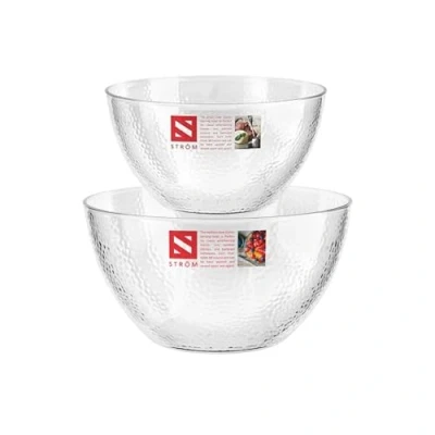 Image of HOMESHOPA Clear Plastic Serving Mixing Bowls, 2 Pack 30oz &amp; 60oz Reusable Lightweight Durable Popcorn Salad Round Multiuse Kitchen Bowl Set