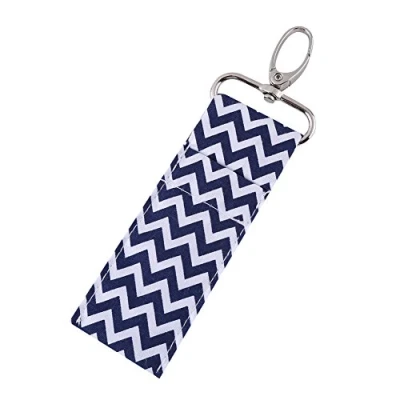 Image of Lipstick Holder Keychain Lip Balm Chapstick Pouch Strap Key Ring Bag Mothers Girls Gift(Navy Blue)