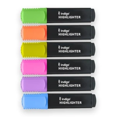 Image of indigo Power Line Highlighters Pack of 12 (Assorted)