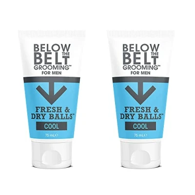 Image of Below The Belt Grooming Fresh &amp; Dry Ball Cool Ball, Intimate Deodorant For Men, Protects against Sweat, Odour and Chafing, Mint Fragrance 2 x 75ml