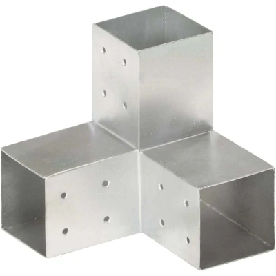 Image of vidaXL Post Connector Y Shape Galvanised Metal 81x81 mm