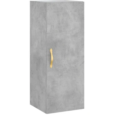 Image of vidaXL Wall Mounted Cabinet, Engineered Wood, Concrete Grey, Storage Solution for Living Room, Bedroom, Study Spacious &amp; Visible Storage, 34.5x34x90 cm, Modern Design