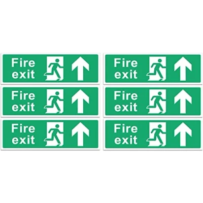 Image of RubiGo 1/2/4/6 Pack of Fire Exit Sign (UP Arrow) Signs Self Adhesive 30 X 10cm Escape Sticker Emergency Signage (6)