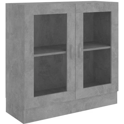 Image of vidaXL Vitrine Cabinet Concrete Grey 82.5x30.5x80 cm Engineered Wood