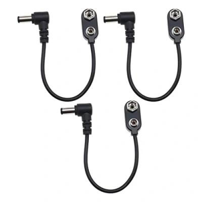 Image of YINETTECH 3pcs 9V Battery Clip Converter Cable 5.5mm 2.1mm Male Plug 9 Volt Power Supply Snap Connector for Guitar Effect Pedal