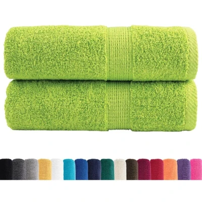 Image of vidaXL Premium Guest Towels SOLUND 2 pcs Apple Green 30x50 cm 600 gsm