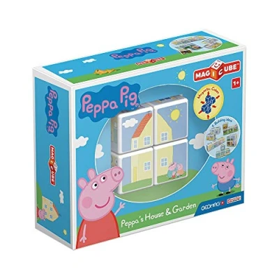 Image of Geomag Magicube Peppa Pig Peppa&#039;s House and Garden 4 Cubes Building Set with Magnetic Multicoloured