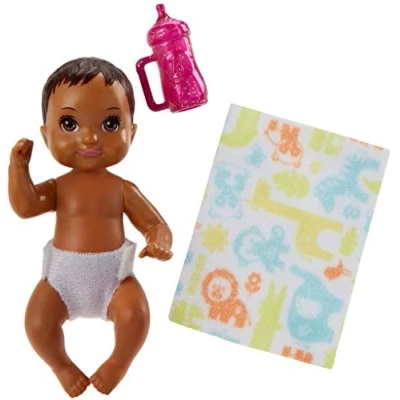 Image of Barbie Mattel Baby Dark Brown FHY81 Babysitter Family Doll