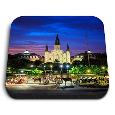 Image of 1 x Square MDF Fridge Magnet Cathedral New Orleans USA 3634