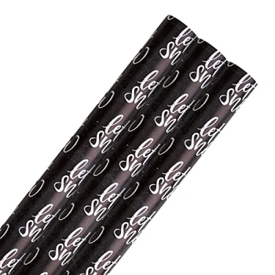 Image of Hallmark Christmas Wrapping Paper Pack 3 Rolls in 1 Text Based Design
