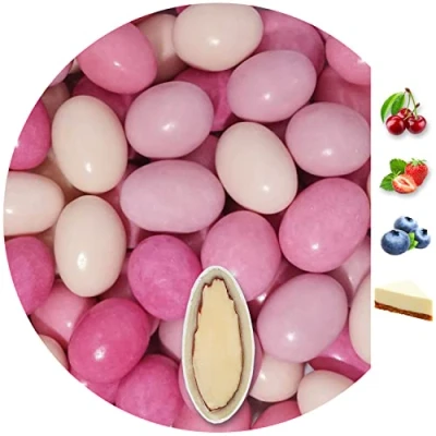 Image of EinsSein 1kg Sugared Almonds Chocolate Mixed Tastes rosa pink glossy wedding sugar sweets almond dragees baptism dragee cake balls candy coated sweet weddings favours dragée gift