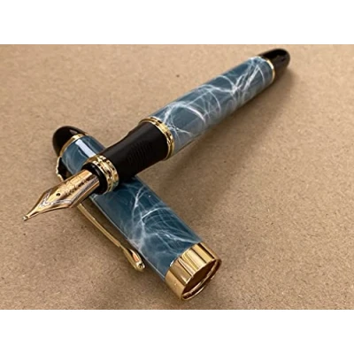 Image of Rhapsody Jinhao x450 Fountain Pen 0.5mm Medium Fine Nib Ink Pens (Blue Marble)