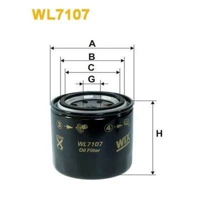 Image of 1560187305000, 1560187310LOC Oil Filter WIX FILTERS WL7107 M20x1.5 Spin on HONDA: PRELUDE 3, CIVIC 7 Hatchback, FR V, MAZDA: 6 Saloon