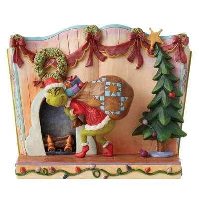 Image of The Grinch by Jim Shore Stealing Presents Storybook Figurine