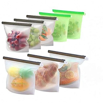 Image of ToBe U Reusable Silicone Food Storage Bag ( 5 Medium &amp; 3 Large) for Sandwich/Sous Vide/Snack/Lunch/Fruit, Leakproof, Dishwasher Safe, Microwave Freezer, Maintain Freshness and Quality