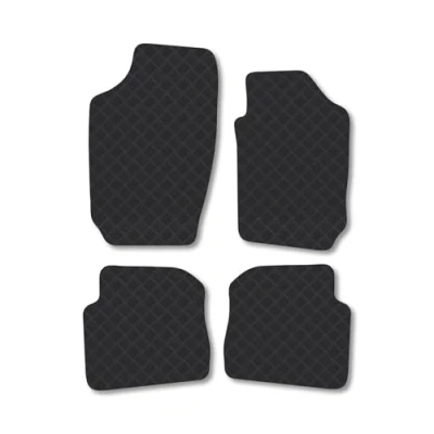Image of Rubber Car Mats Compatible with Skoda Fabia (2000 2007) Tailored Fit Floor Set Accessory Black Custom 4 Pieces Clips Anti Slip Backing, Heavy Duty &amp; Waterproof