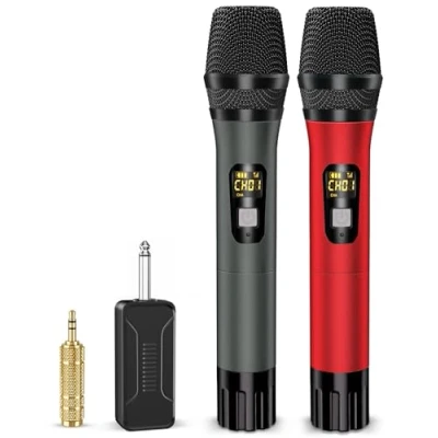 Image of voijump Wireless Microphones,UHF Metal Professional Dynamic Mic System,160FT Range Rechargeable Receiver for Karaoke, Speech, Wedding, Church, PA System,Singing Machine,Speaker