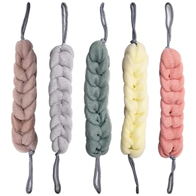 Image of Bath Sponge for Adults,Forreen 5 Pieces Back Scrubber Mesh Stretchy Braids Shower Soft Exfoliating Massage Men Women Body Scrubbing in Bathroom