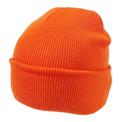 Image of Beanie Hat Plain Orange Soft Comfortable Casual for Men Women Warm Knitted Winter Woolly Skully Ski Headwear