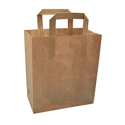 Image of Thepaperbagstore 100 MEDIUM BROWN KRAFT PAPER (TM) CARRIER SOS TAKEAWAY BAGS 8&quot;x10&quot;5&quot;