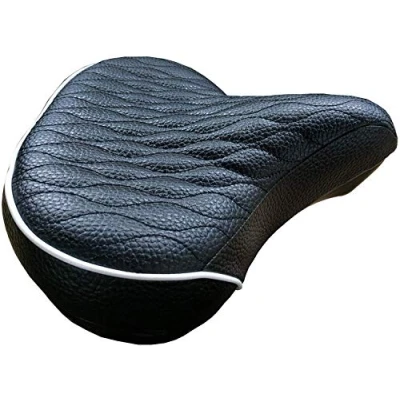 Image of Fito Made in Taiwan, GSW Beach Cruiser Comfort Retro City Bicycle Saddle Seat, Black White Trim