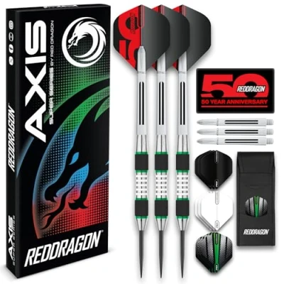 Image of RED DRAGON Evos: 24 Gram Green Tungsten Darts Set with Flights, Shafts (Stems) and Wallet