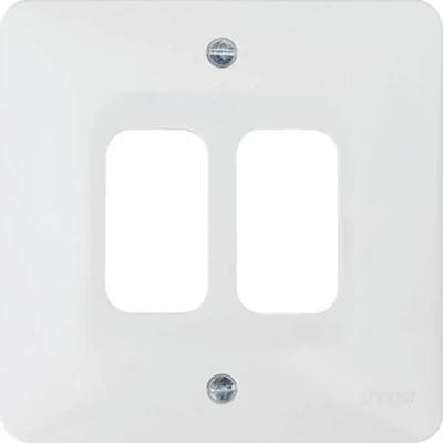 Image of Hager Sollysta 2 Gang White Moulded Grid Plate WMGP2