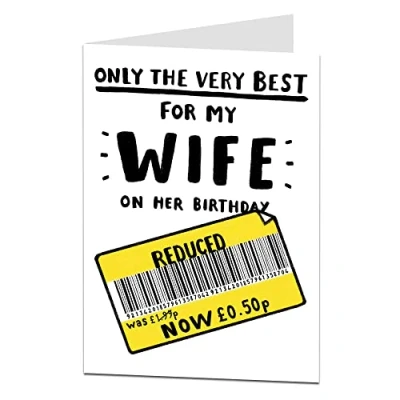 Image of LimaLima The Very Best Funny Birthday Card For Wife From Husband Perfect 40th 50th 60th 70th