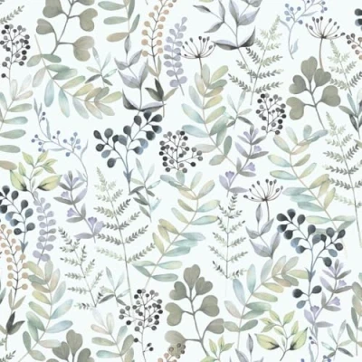 Image of Botanique Mint Green Wallpaper Delicate Floral Leaves Naturistic Botanical Stylish Trendy Feature Wall