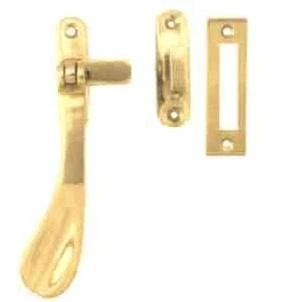 Image of 4 1/4&quot; Polished Brass Victorian Reversible Hook/Mortice Plate Casement Fastener