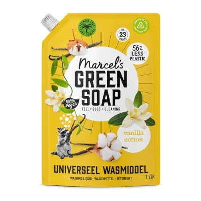 Image of Marcel’s Green Soap Universal Washing Liquid Refill Vanilla &amp; Cotton Detergent 100% Vegan Palm oil free For 23 Washes 1 Liter
