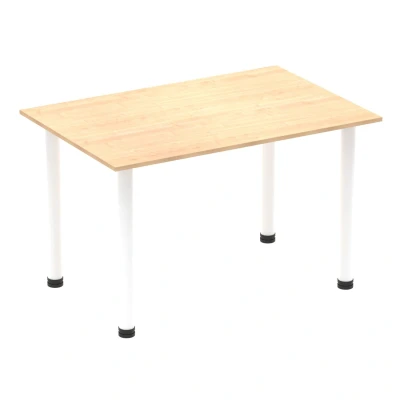 Image of Impulse 1200mm Straight Table Maple Top White Post Leg