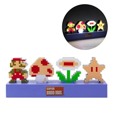 Image of Super Mario Bros Icons Light Officially Licensed Nintendo Sound Reactive Mode, Decorative Up Figure Bedroom Accessories and Gaming Room Decor Paladone