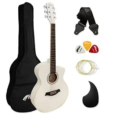 Image of TIGER AL ACG1 WH Small Body Acoustic Guitar for Beginners White Now with 6 Months Free Lessons Included
