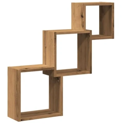 Image of vidaXL Wall Cube Shelves Storage Floating Artisan Oak Engineered Wood