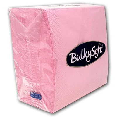 Image of BulkySoft Paper Serviettes 2Ply Solid Colour Soft Napkins for Kitchen, Parties, and Events Rip Proof Disposable Tableware 33 x cm 100% Cellulose Pack of 100 Kitchen Pink