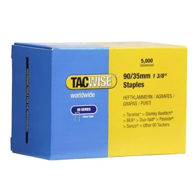 Image of Tacwise 0310 Type 90 / 35 mm Galvanised Narrow Crown Staples, Pack of 5000
