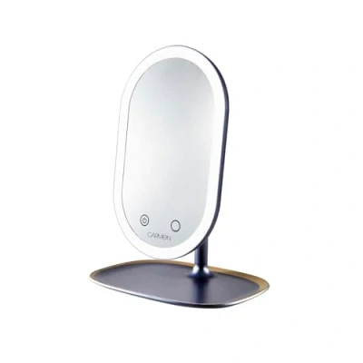 Image of Carmen Twilight C81174BC LED Illuminated Cosmetic Mirror and Table Light with Magnetic Stand Midnight Blue, Champagne