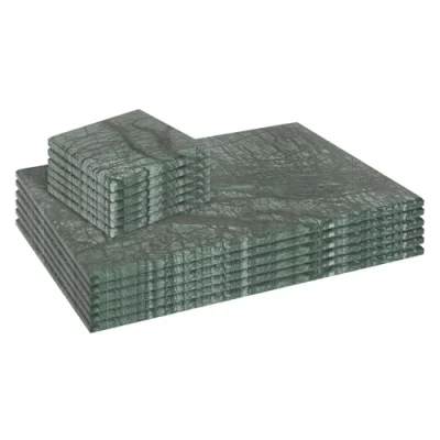 Image of 12pc Rectangle Marble Placemats &amp; Square Coasters Set 30cm x 20cm Green By Argon Tableware