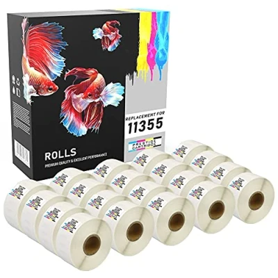 Image of Prestige Cartridge 11355 19 mm x 51 Address Labels Roll for Dymo Labelwriter 320/400/450/4XL (Pack of 20)
