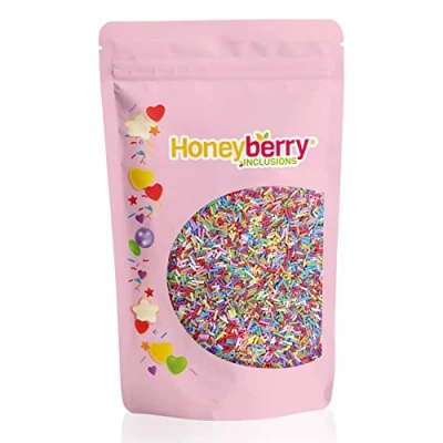 Image of HONEYBERRY INCLUSIONS Small 8 Colour Sugar Strands Mix 200g Premium Edible Decorating Vermicelli Sprinkles for Baking, Cupcake and Cake Decorations, Ice Cream, Dessert Icing Decoration Toppers