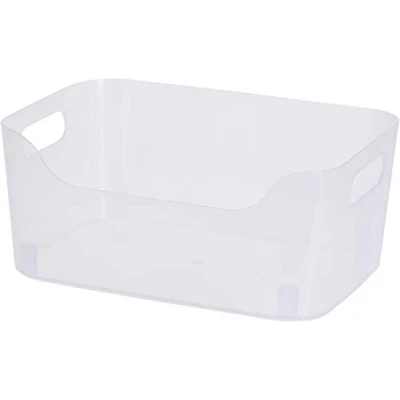 Image of Clear Plastic Storage Basket Handy Organiser Tidy Box (2, Small)