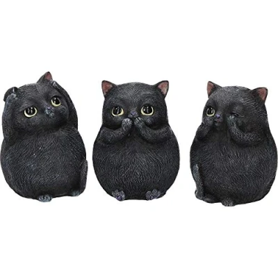 Image of Nemesis Now Three Wise Fat Cats 8.5cm Figurine, Resin, Black