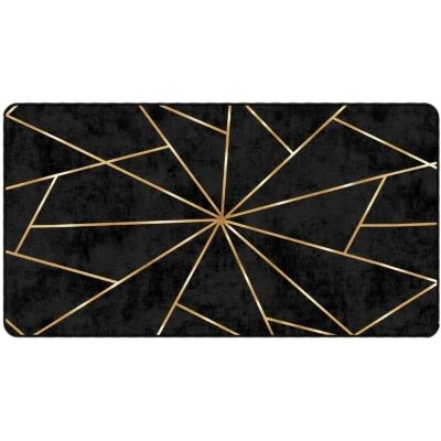 Image of vidaXL Rug Washable Black and Gold 80x150 cm Anti Slip