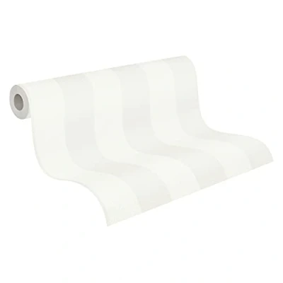 Image of A.S. Création Striped Wallpaper Trendwall Non Woven 10.05 m x 0.53 Creme White Made in Germany 381011 38101 1
