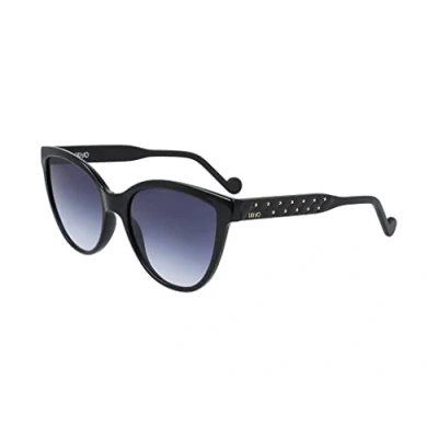 Image of Liu Jo Woman LJ741S 001 Sunglasses Acetate Black Blue Cat Eye Shaded