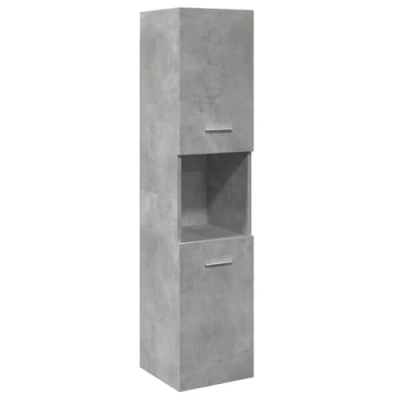 Image of vidaXL Bathroom Hanging Cabinet Wall Mounted Concrete Grey Engineered Wood Storage 30x30x130cm